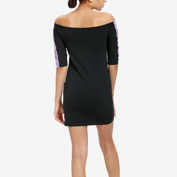 Kappa Banda Mirandian Black Purple Off Shoulder Dress M - NWT